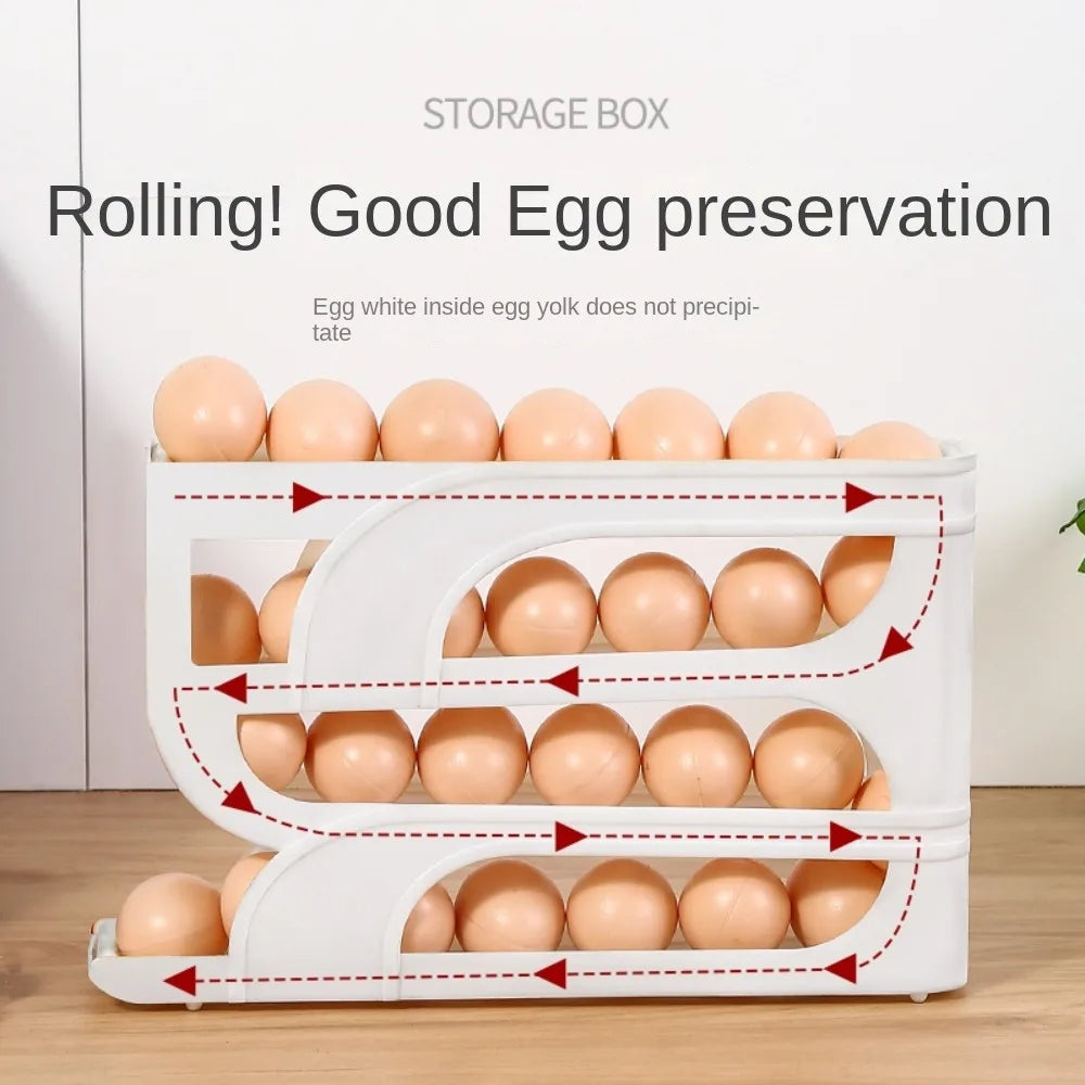 Rejilla para huevos automática con múltiples capas: organizador de cocina que ahorra espacio