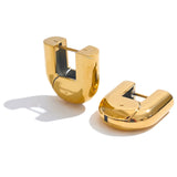 18K Gold-Plated U-Shape Hoop Earrings – Waterproof Stainless Steel Fashion Jewelry for Women