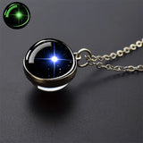 Vintage Glow-in-the-Dark Round Pendant Necklace – Unisex Metal Design