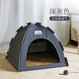 Semi-Enclosed Cat Tent Bed - Breathable Oxford Fabric Pet Sofa with Removable Cushion