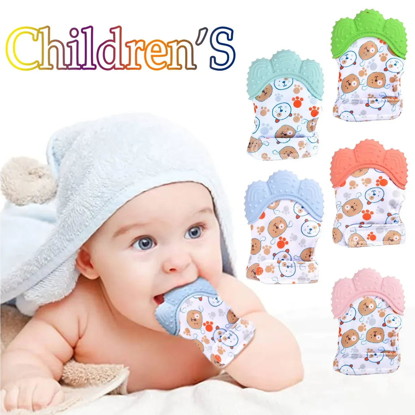 Baby Teething Mittens - Food-Grade Silicone Chewing Gloves for Newborns & Infants