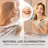 10X Magnifying Vanity Mirror with LED Lights – Touch Screen Makeup Mirror with Suction Base
