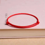 Handmade Red Lucky Knot Bracelet – Adjustable Rope Bangle for Women & Couples
