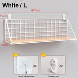 Wall-Mounted Shelf Organizer – Metal & Wood Storage Rack for Home & Office
