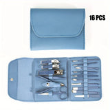 Professional 16-Piece Manicure & Pedicure Set with Travel Case - Nail Clippers & Cuticle Tools
