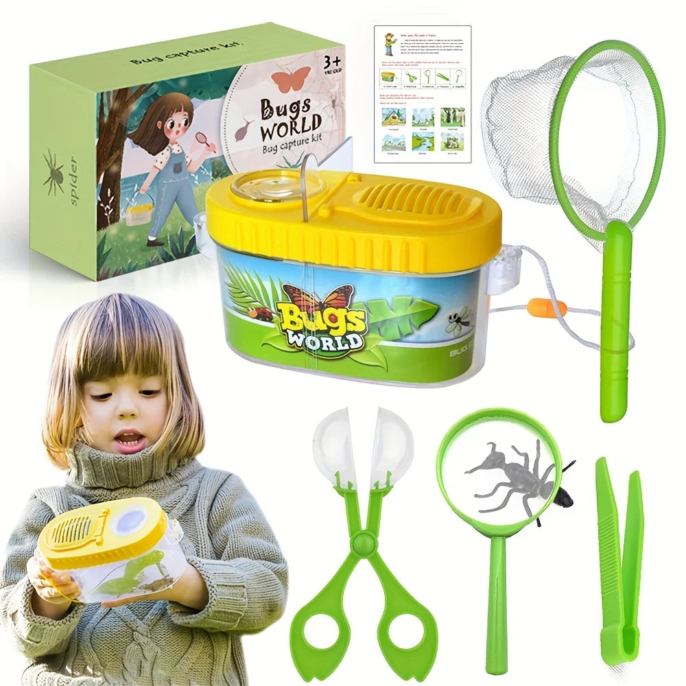 Kit de exploración de la naturaleza al aire libre para niños de 5 piezas: juego de visor de insectos y atrapainsectos