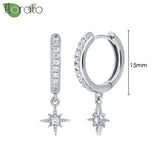 Sterling Silver Zircon Hoop Earrings for Women – Elegant Star & Heart Design