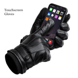 BISON DENIM Genuine Sheepskin Leather Men Gloves Autumn Winter Windproof Warm Flleece Touch Screen Full Finger Gloves for Men