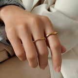 Minimalist Stackable Gold & Silver Ripple Rings – Stainless Steel Jewelry for Women & Men