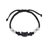 Natural Moonstone & Obsidian Couple Bracelets – Handmade Adjustable Cat Design