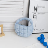 Mini Dumpling Shaped Linen Bag with Zipper Pocket – Soft Baguette Tote for Everyday Use