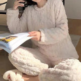 Women's 2-Piece Velvet Fleece Set | Warm Pullover & Pants Loungewear