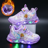 Girls' LED Light-Up Sneakers - Fashionable Pink & Purple Athletic Shoes