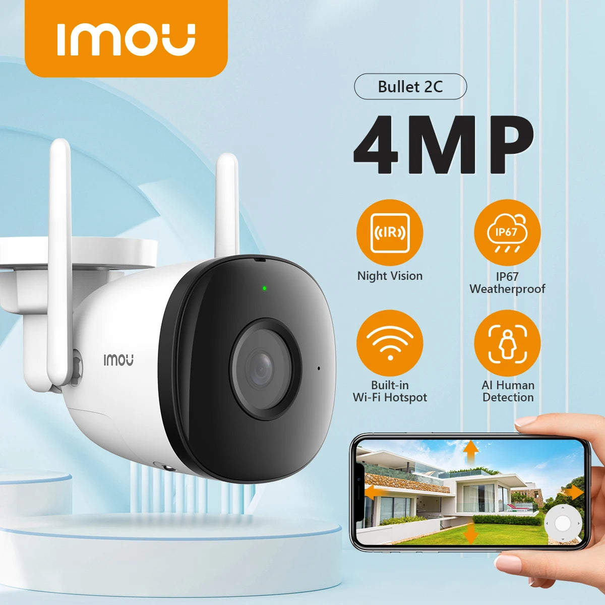 4MP Outdoor Security Camera – Weatherproof AI Detection with 30m Night Vision