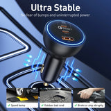 Cargador rápido para coche de 160 W: adaptador de carga rápida triple USB-C y USB-A