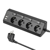 Corner Power Strip with USB Ports and 2m Extension Cable