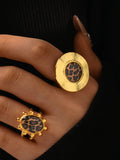 18K Gold Plated Stainless Steel Leopard Print Ring – Trendy & Stylish Statement Jewelry
