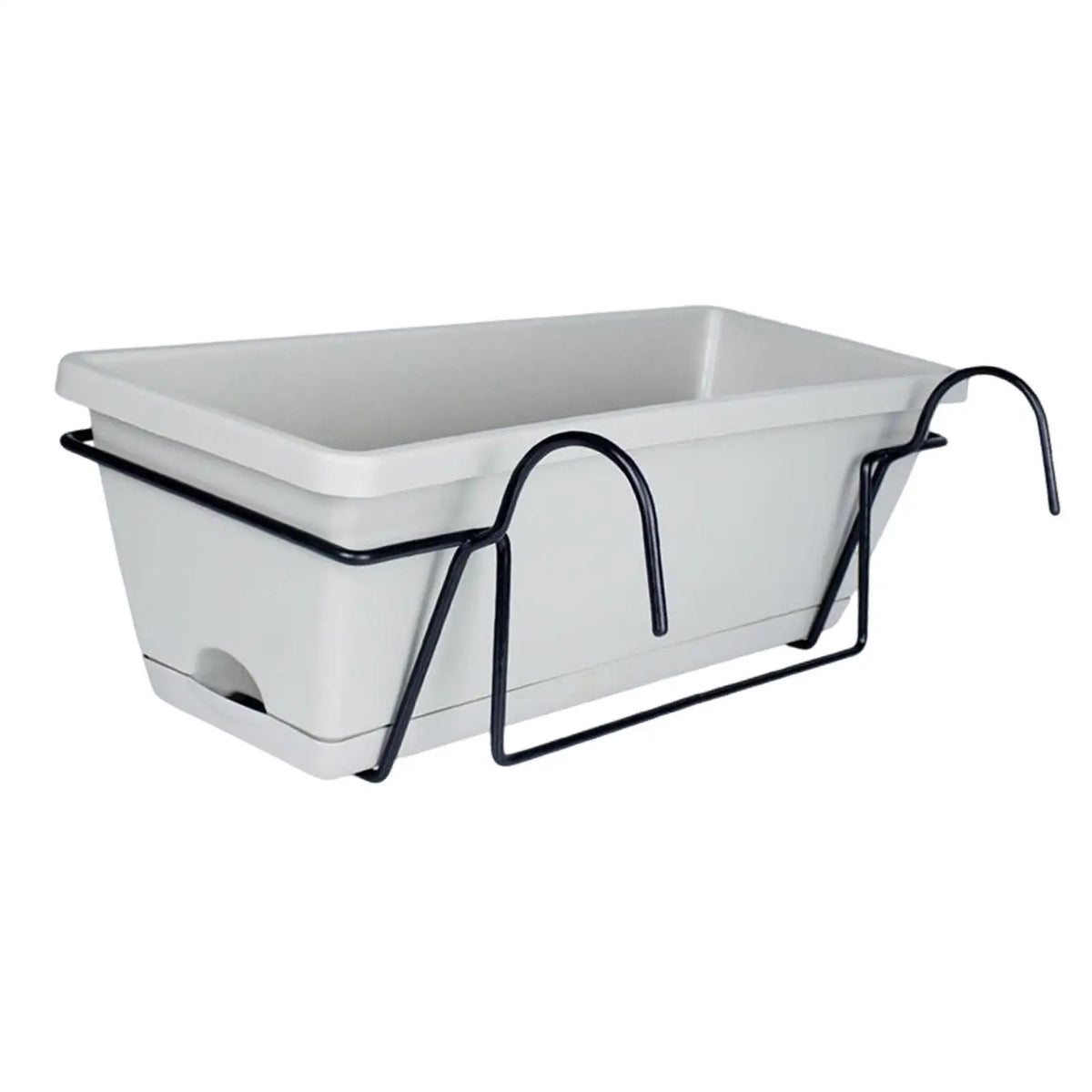 Hanging Balcony Railing Planter with Tray and Rack for Outdoor Gardening