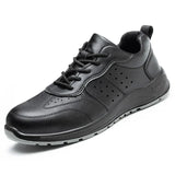 Men’s PU Leather Work Boots – Lace-Up Ankle Safety Boots with Rubber Sole for Spring & Autumn