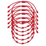 Pulsera ajustable de la suerte para parejas, tejida a mano, de color rojo, de algodón y lino, con diseño clásico de dijes