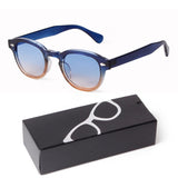 Gafas de sol redondas pequeñas con degradado azul de moda: gafas de sol cuadradas de diseño vintage con diseño de tortuga para hombres y mujeres