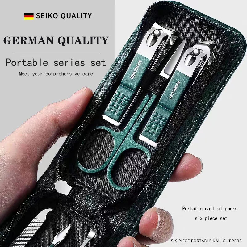 Professional Stainless Steel Nail Clipper Set - 6-Piece Manicure Kit for Men & Women