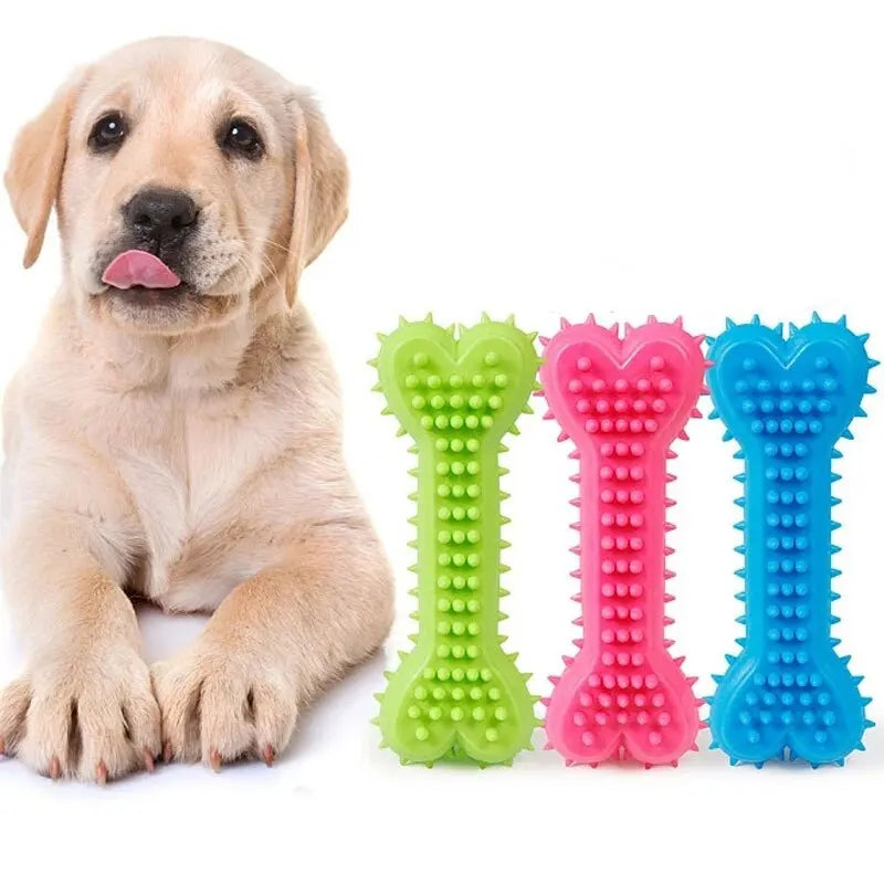 Durable Spiked Rubber Bone Chew Toy for Dogs – Teeth Cleaning & Training Aid