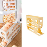 Caja de almacenamiento de huevos con ruedas automáticas - Organizador de huevos para refrigerador de múltiples capas para 30 huevos | Rejilla de conservación de huevos de cocina eficiente