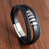 Men’s Leather Magnetic Clasp Bracelet – Trendy Rope Chain Charm Accessory