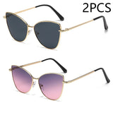 Nuevas gafas de sol estilo ojo de gato con montura pequeña de metal retro para mujer