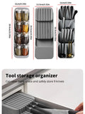 Caja de almacenamiento de cubiertos que ahorra espacio: organizador de cocina multifuncional para utensilios, cuchillos y especias