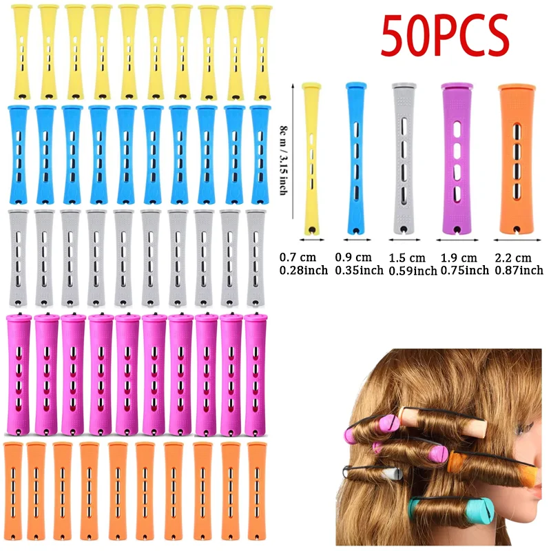 50PCS Hair Perm Rods Set – Multi-Size Cold Wave Curling Rollers for Long & Short Hair