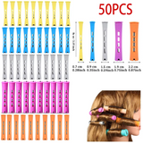 50PCS Hair Perm Rods Set – Multi-Size Cold Wave Curling Rollers for Long & Short Hair