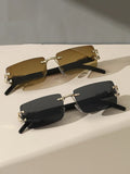 🕶️ 1PC/2PCS Gafas de sol rectangulares sin marco de moda: modernas y personalizadas para uso diario