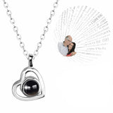 Custom Photo Projection Necklace - Personalized Heart Pendant with Picture Inside