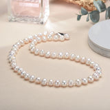 Elegant Baroque Freshwater Pearl Necklace with 925 Sterling Silver Clasp