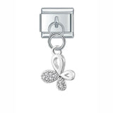 Moon Charm Stainless Steel Bracelet Link with CZ Accents