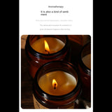 Vela de aromaterapia sin humo: elegante vela de vidrio marrón para el hogar y como regalo
