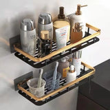 Estante de baño de aluminio montado en la pared: estante de almacenamiento para ducha sin taladro