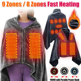 Wearable USB Heated Blanket Shawl – 8 Heating Zones, 3 Temperature Settings, Coral Fleece Throw