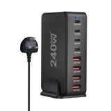 240W GaN Desktop Charger with 8-Port USB-C and Fast Charge 3.0