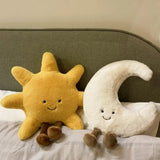 Smiling Sun & Moon Plush Pillows - Cute Weather-Themed Stuffed Decor for Kids & Adults