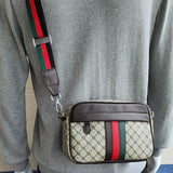 Unisex Striped PVC Baguette Bag – Stylish Hard Shell Shoulder Purse with Zipper Closure