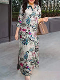 Casual Cotton Ankle-Length Sundress for Women - Spring Summer Turn-Down Collar