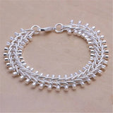 Pulsera de cadena de plata de ley 925: elegante pulsera de eslabones geométricos para mujer