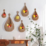 Cesta colgante de pared tejida a mano: almacenamiento elegante para la cocina y el hogar