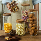 Recipiente hermético de vidrio con tapa de madera: recipiente para almacenar granos, té, café y dulces