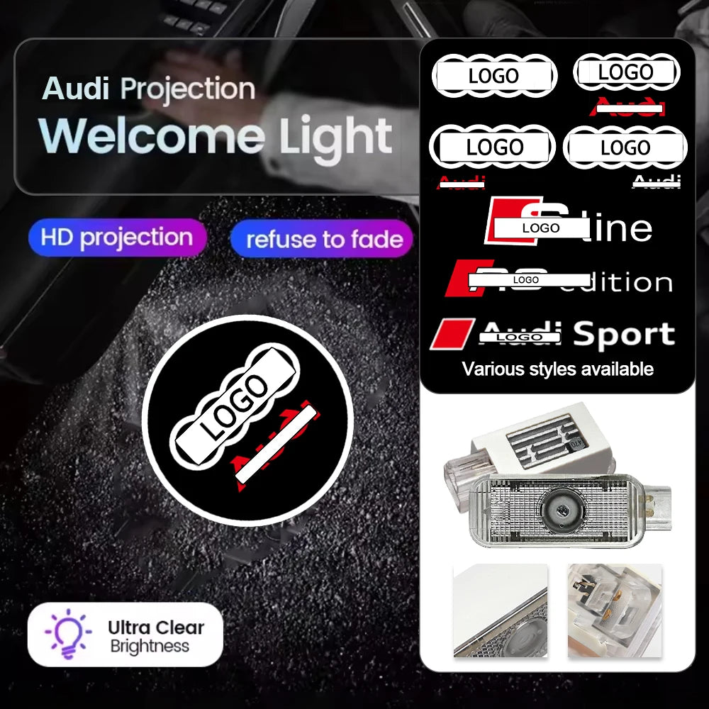 LED Car Door Welcome Light Projector for Audi – Bright Logo Projection for All Models