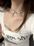 Neo-Gothic Crystal Choker Necklace – Trendy Stainless Steel Statement Jewelry for Women