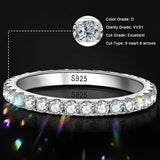 2mm D Color Moissanite Eternity Ring – 925 Sterling Silver 18k White Gold Plated Wedding Band